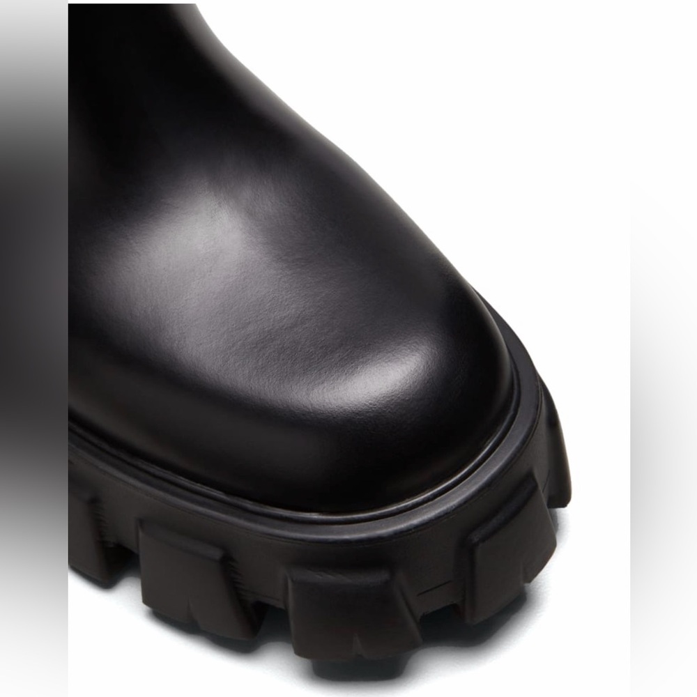 Prada Monolith Nylon Zip-Pocket Platform Riding Boots - Picture 5 of 11